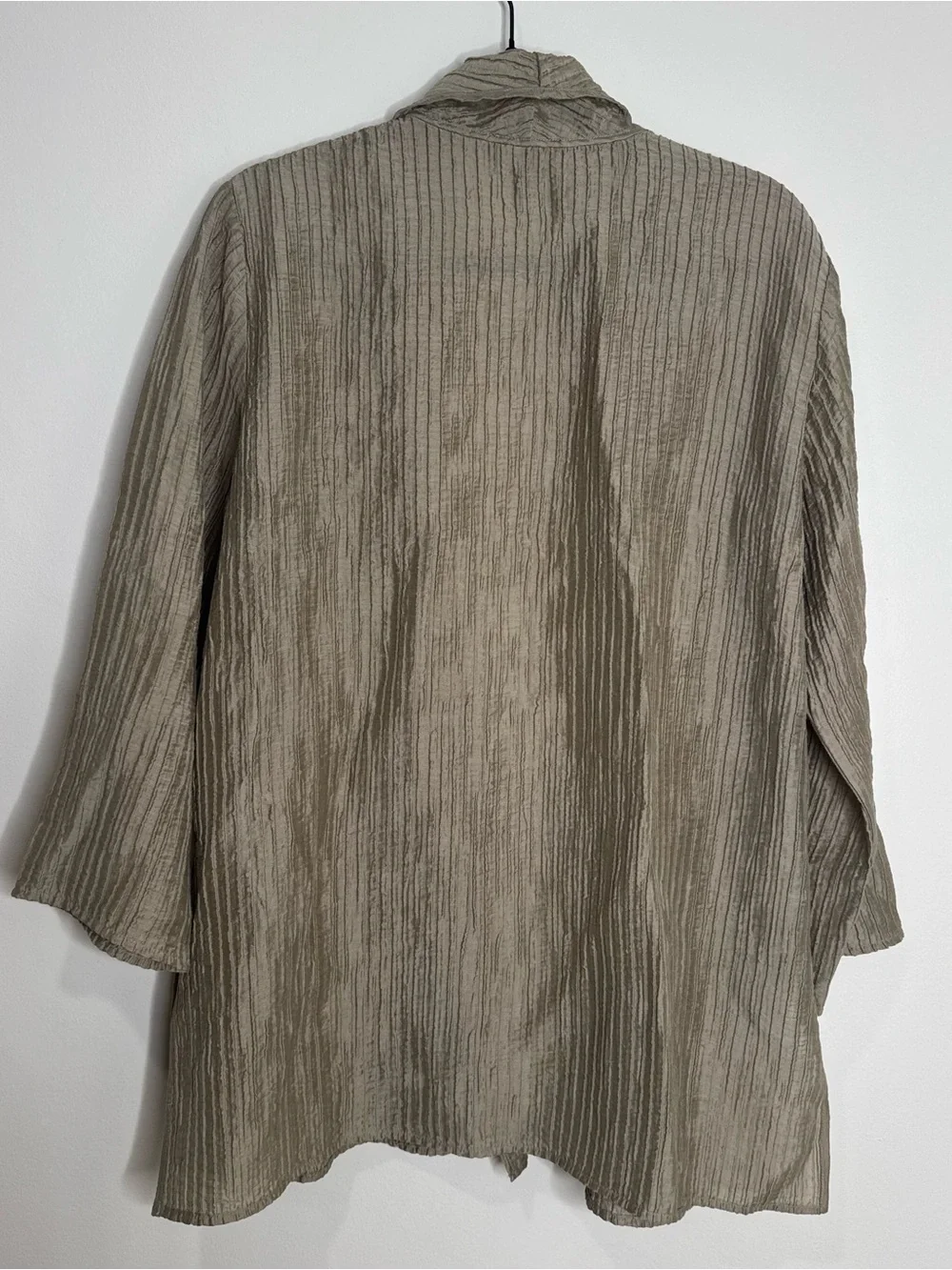 Eileen Fisher‎ Tencel Crinkle Metallic Open Front Lightweight Cardigan Jacket S